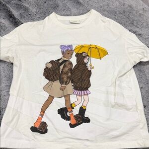 Fendi Kids Graphic Tee - Cream and Multicolor